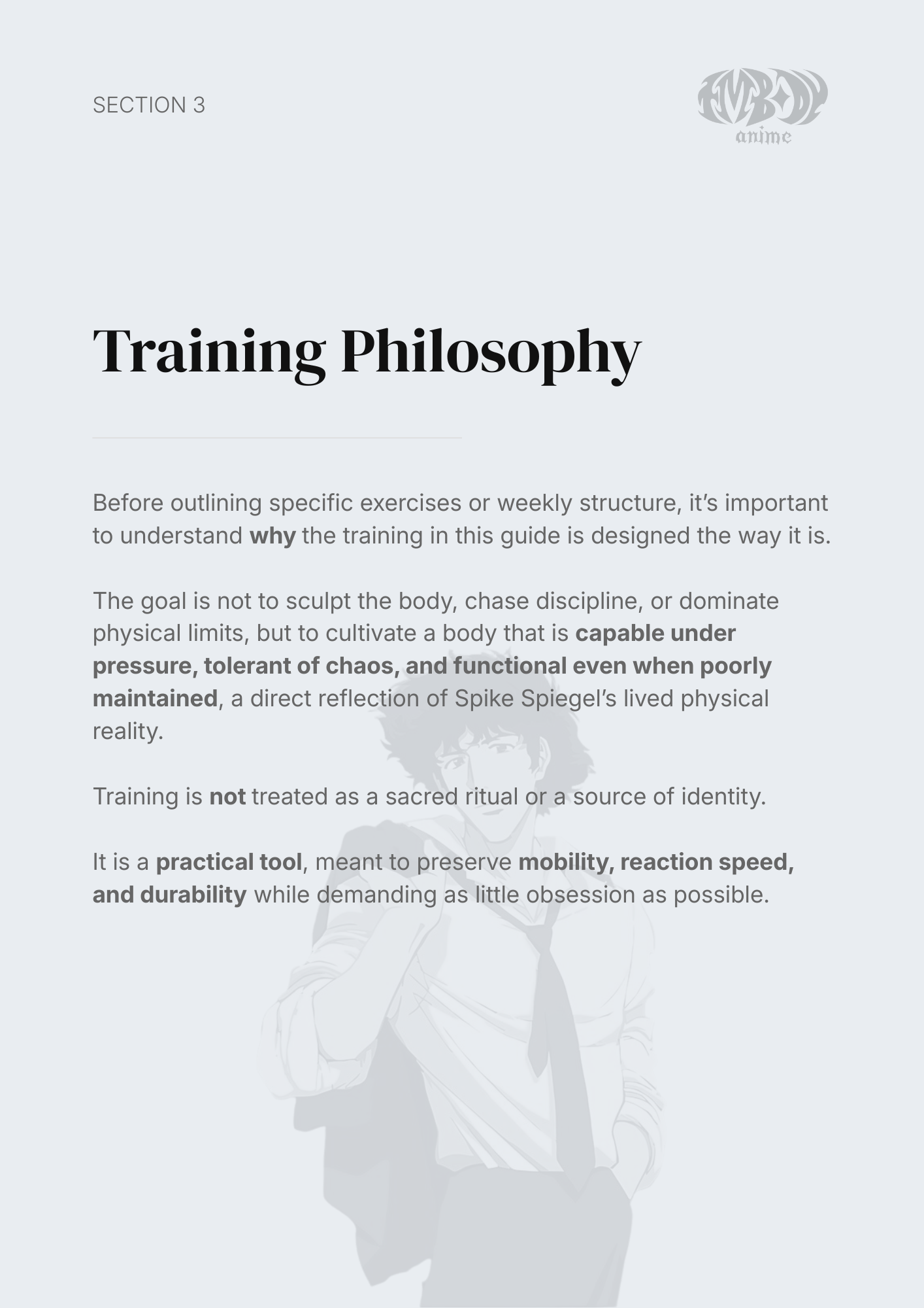 Spike Spiegel – Digital Embodiment Guide