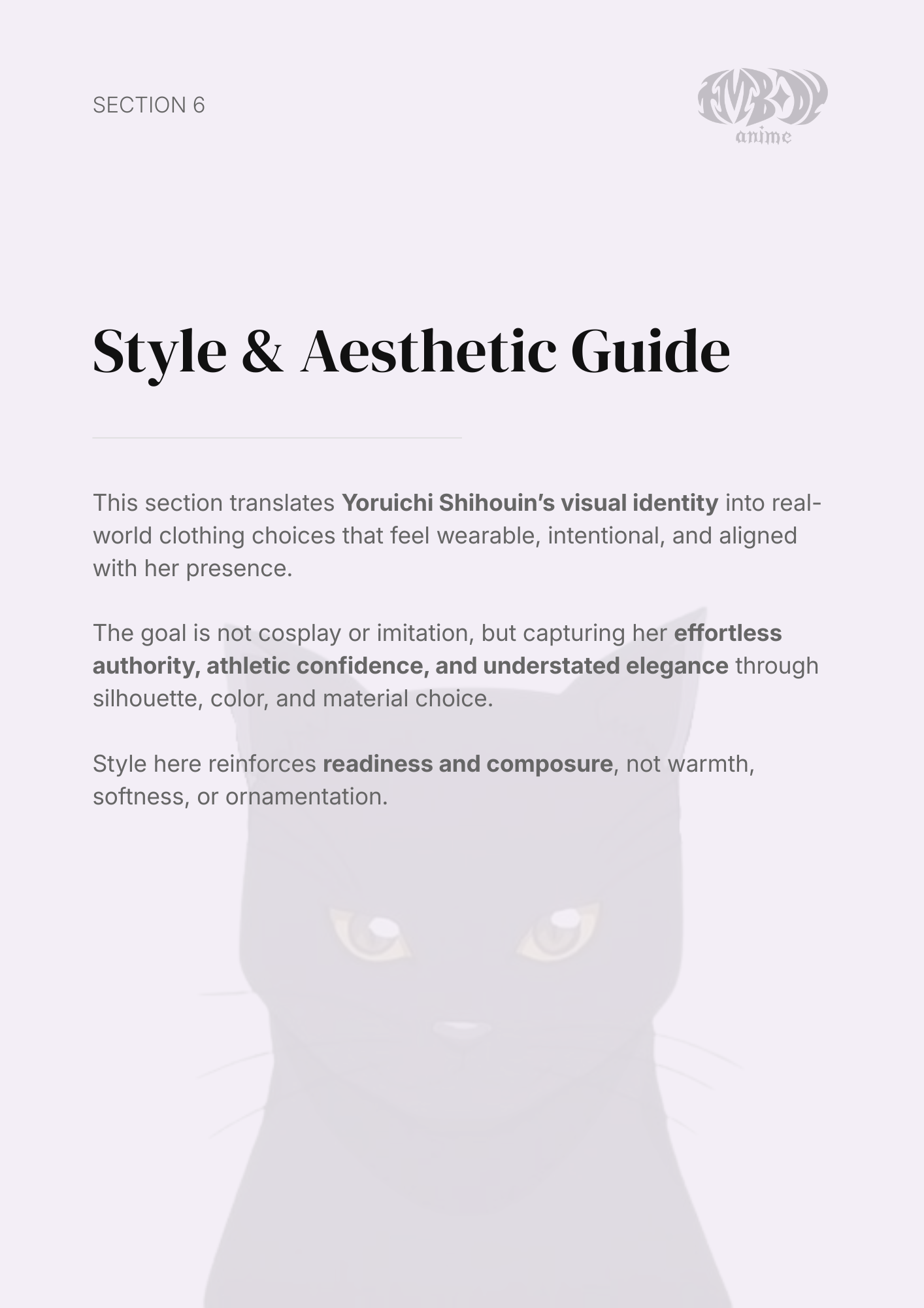 Yoruichi Shihouin – Digital Embodiment Guide