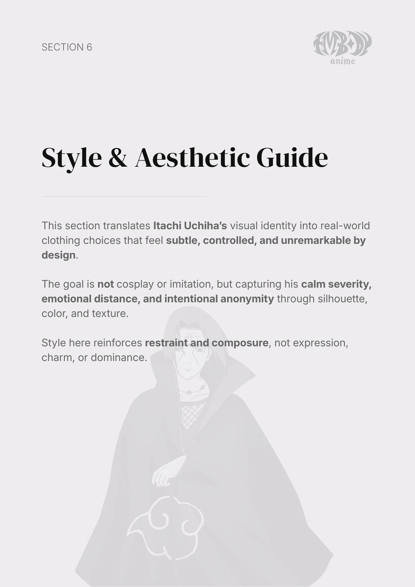 Itachi Uchiha – Digital Embodiment Guide