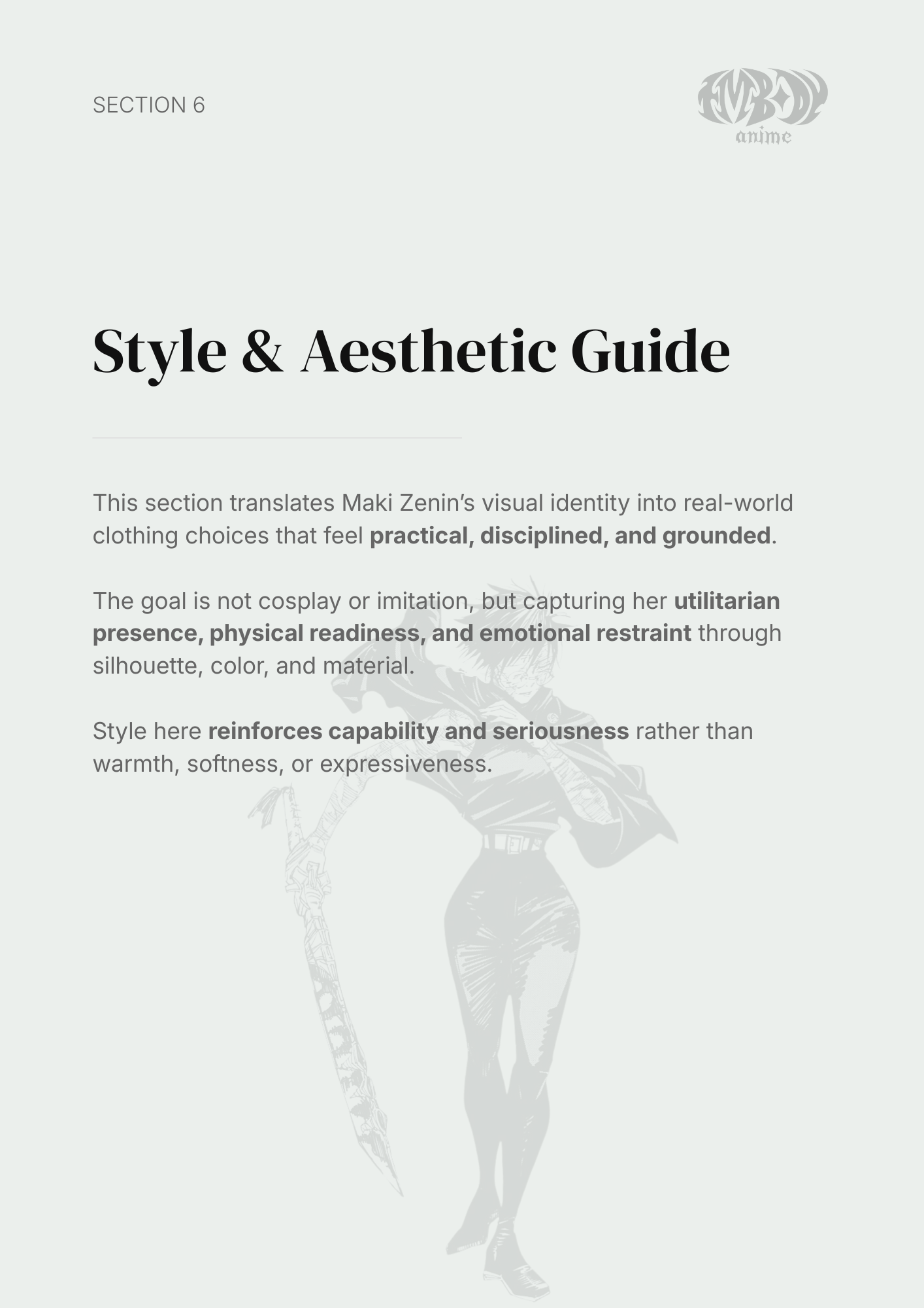 Maki Zenin – Digital Embodiment Guide