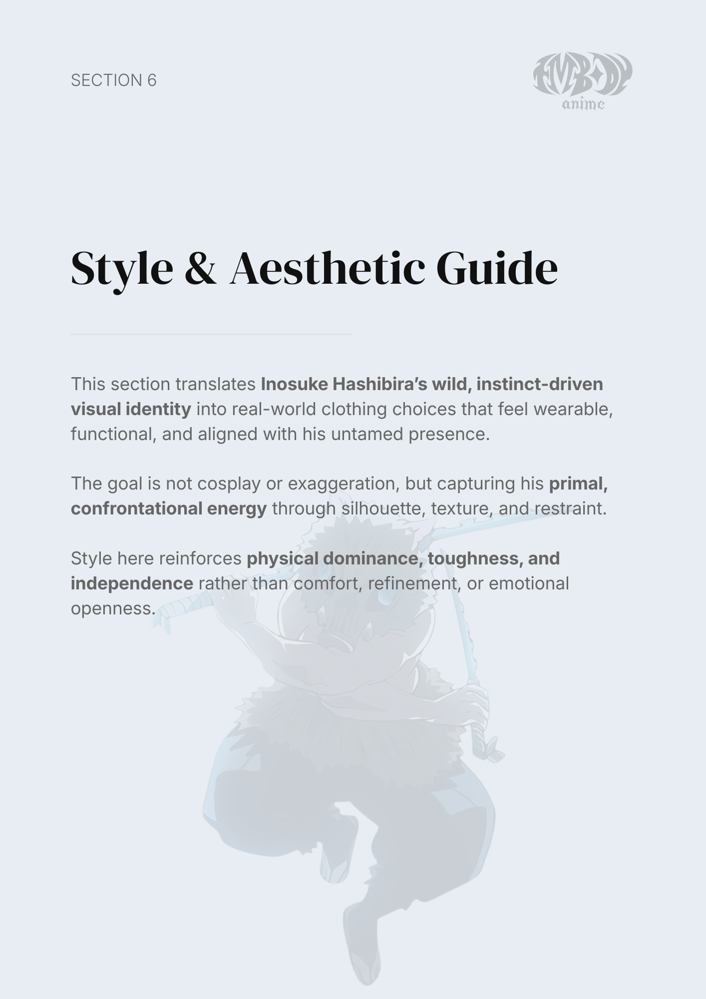 Inosuke Hashibira – Digital Embodiment Guide