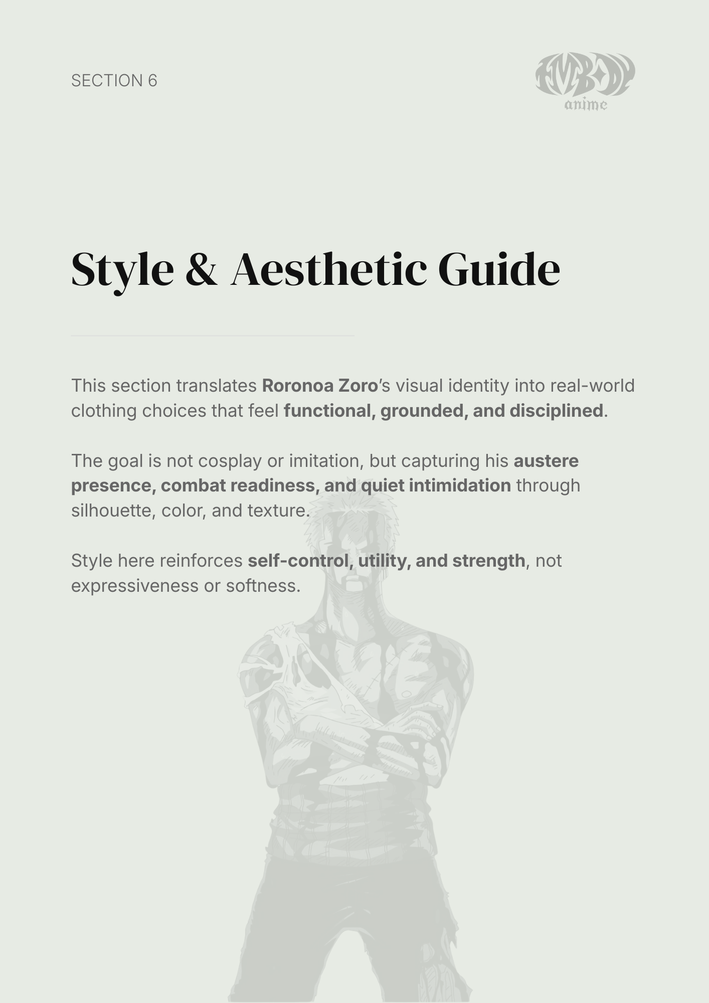 Roronoa Zoro – Digital Embodiment Guide