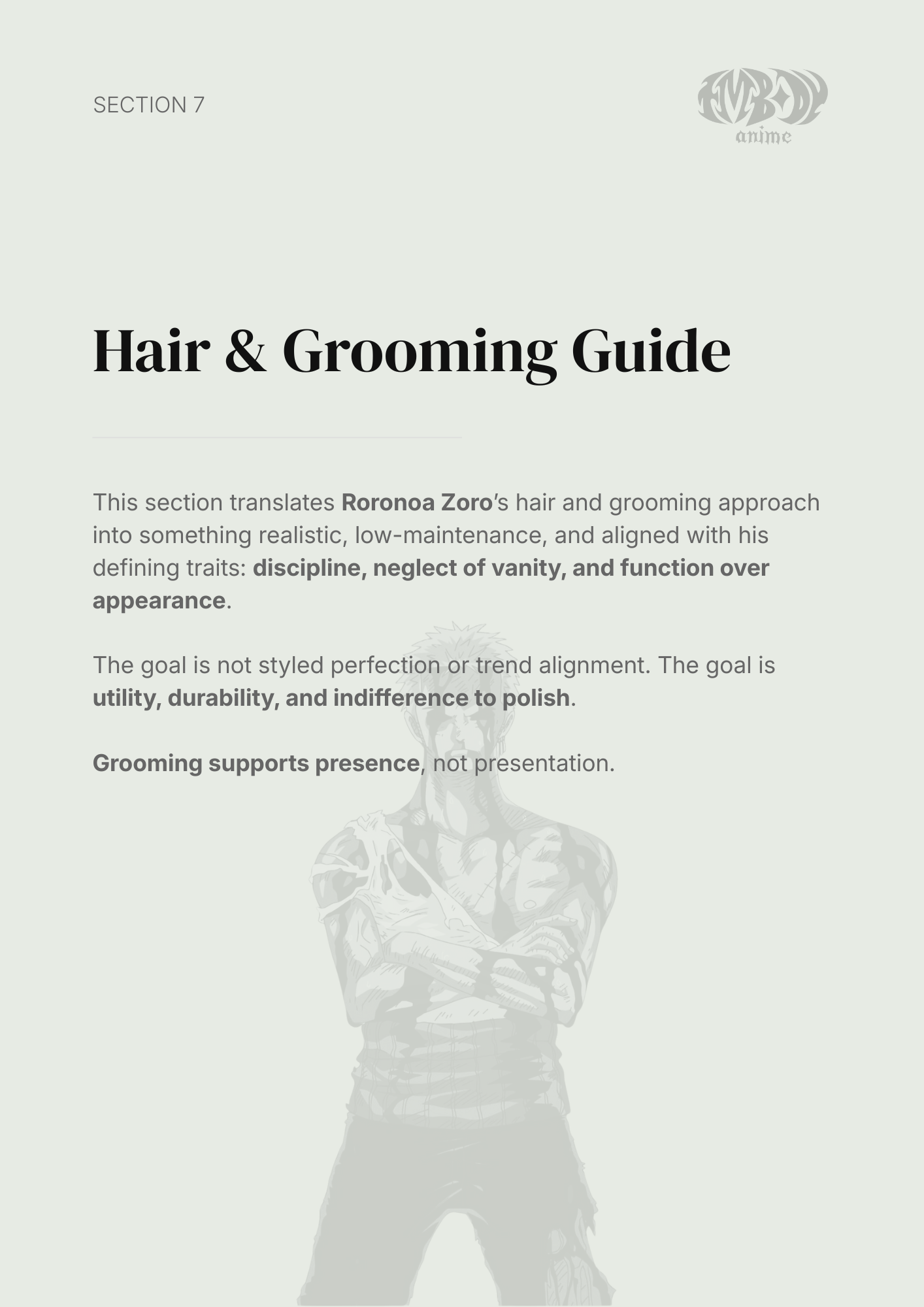 Roronoa Zoro – Digital Embodiment Guide