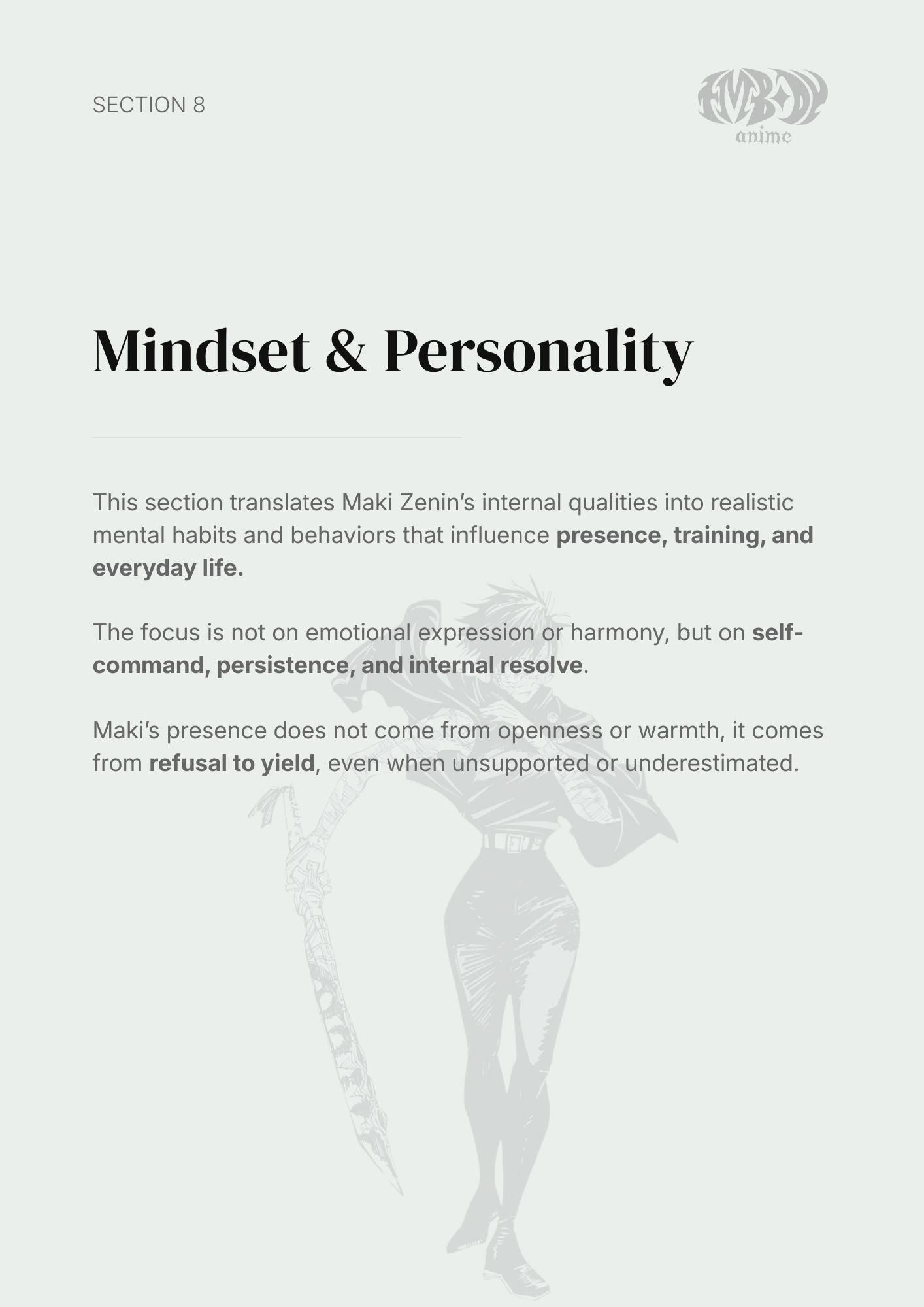 Maki Zenin – Digital Embodiment Guide