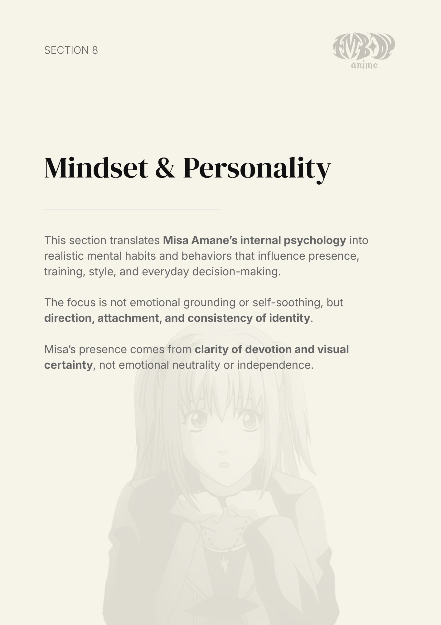 Misa Amane – Digital Embodiment Guide