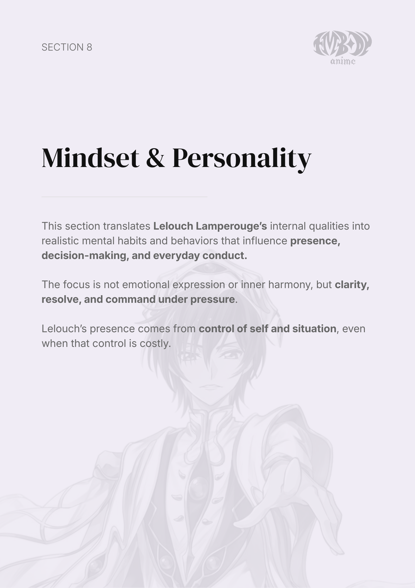 Lelouch Lamperouge – Digital Embodiment Guide