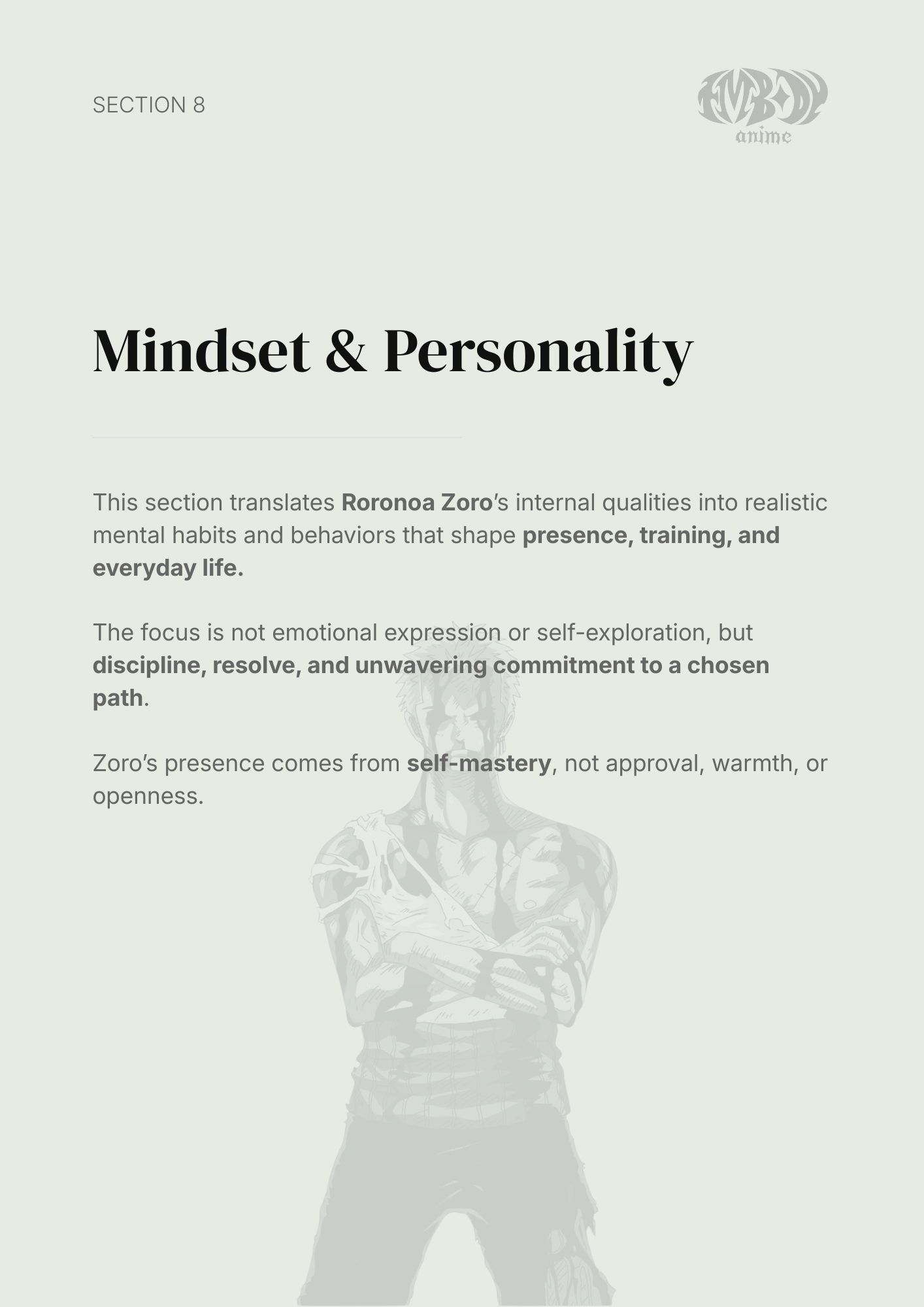 Roronoa Zoro – Digital Embodiment Guide