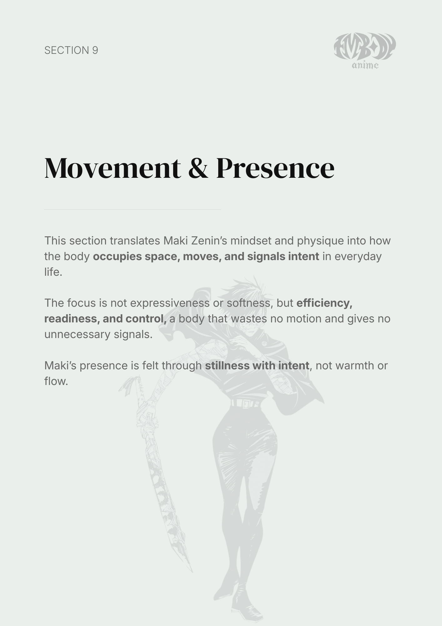 Maki Zenin – Digital Embodiment Guide