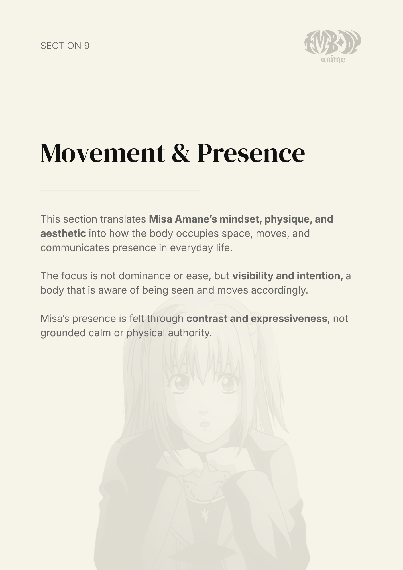 Misa Amane – Digital Embodiment Guide