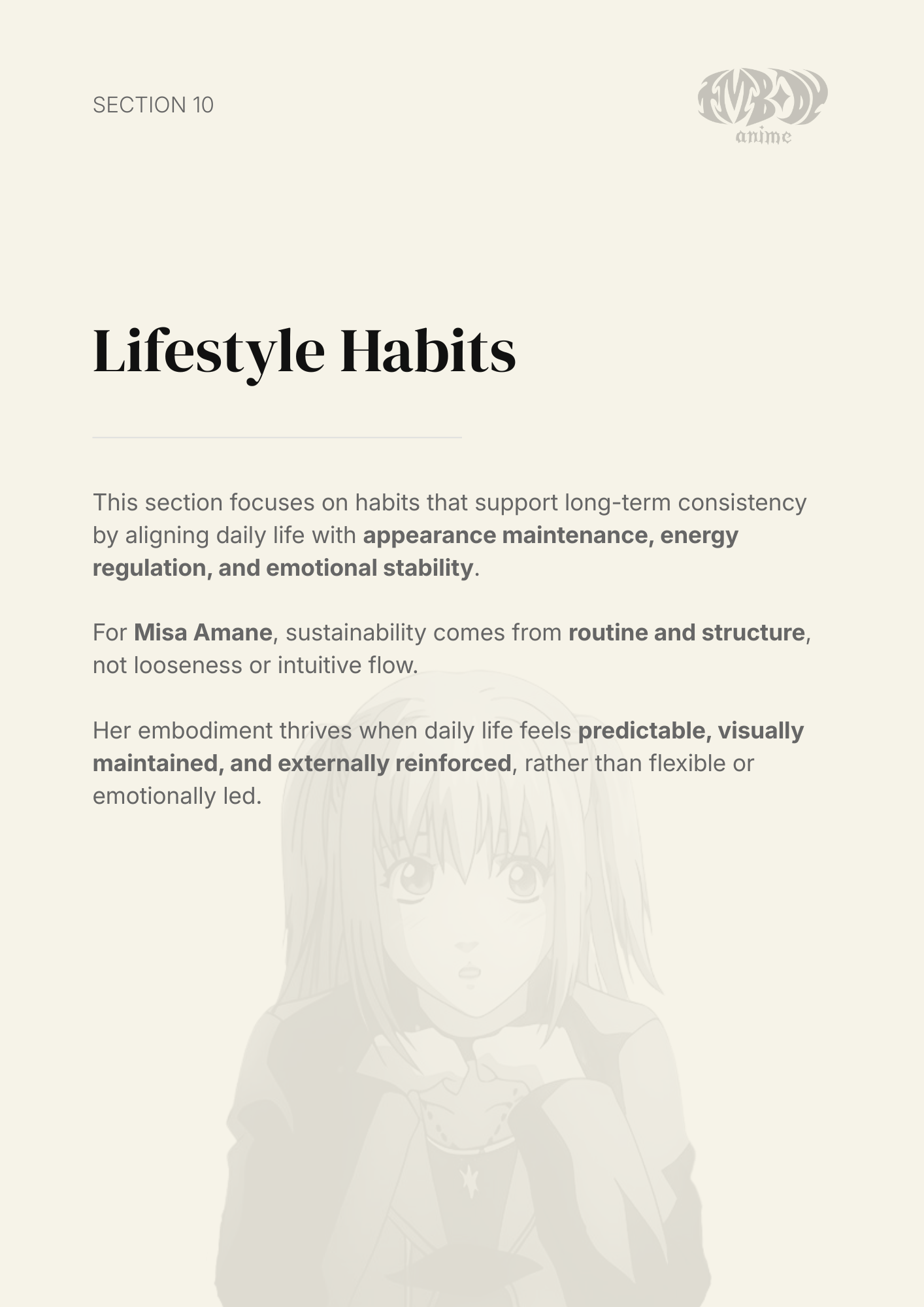 Misa Amane – Digital Embodiment Guide