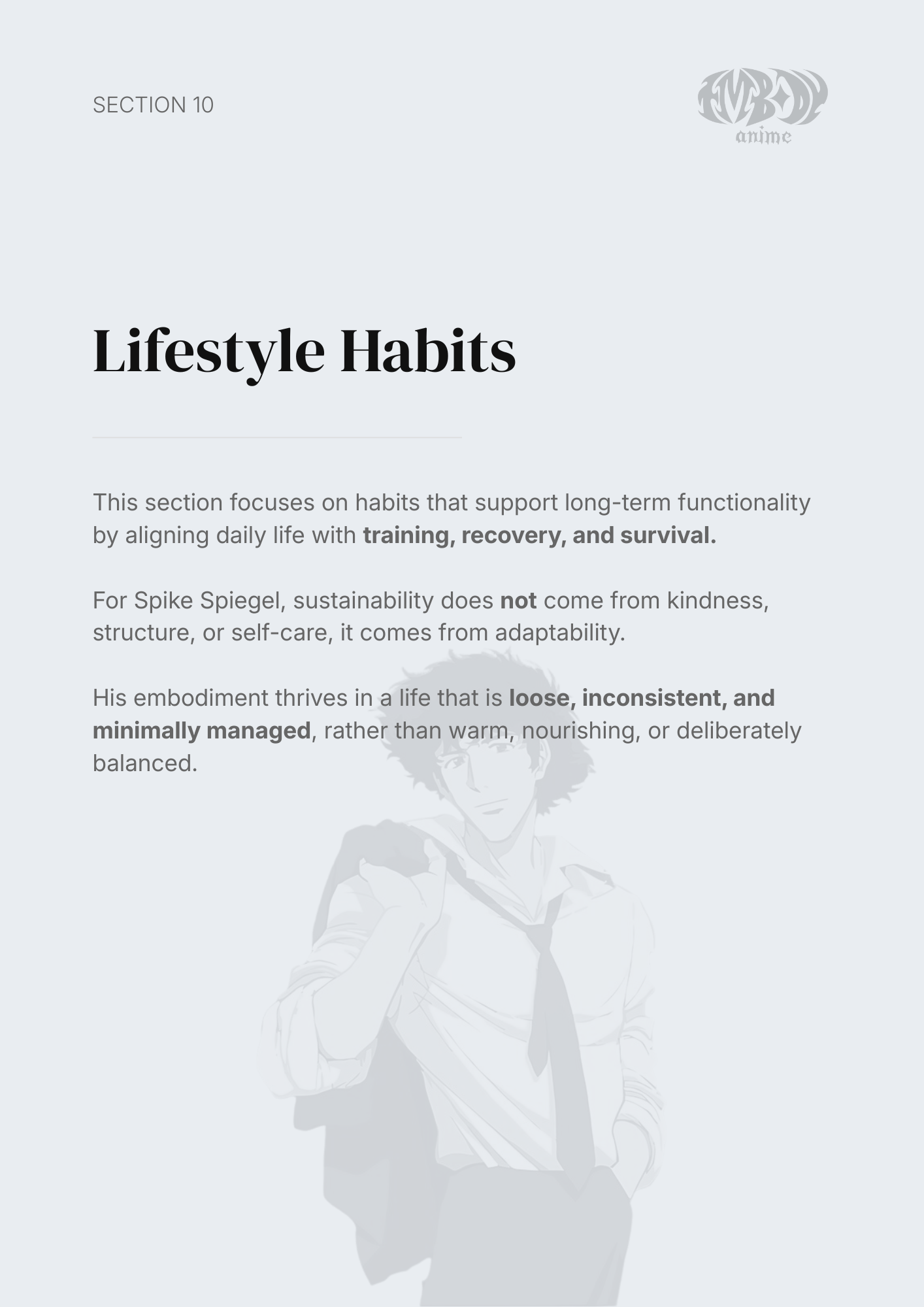 Spike Spiegel – Digital Embodiment Guide