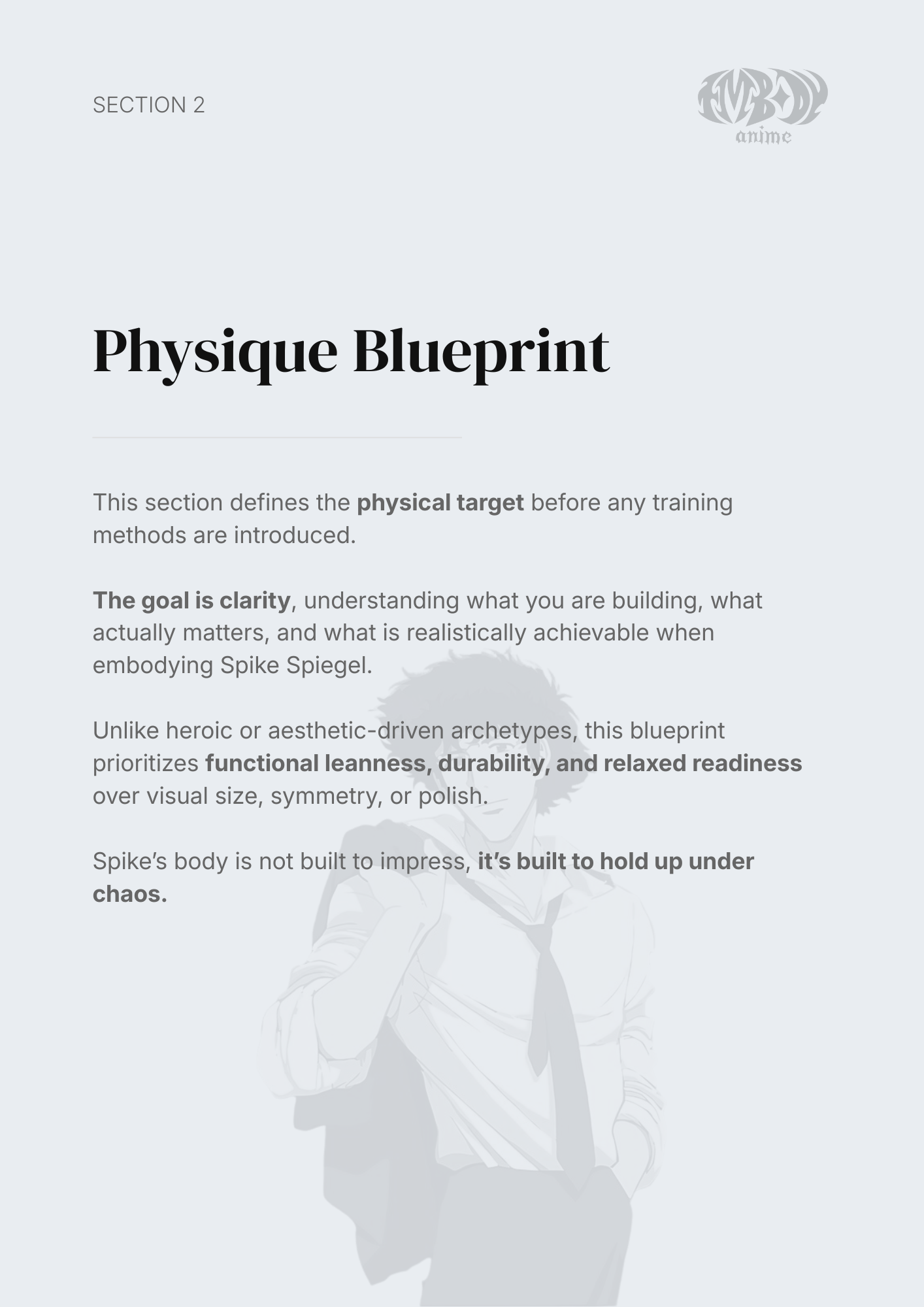 Spike Spiegel – Digital Embodiment Guide